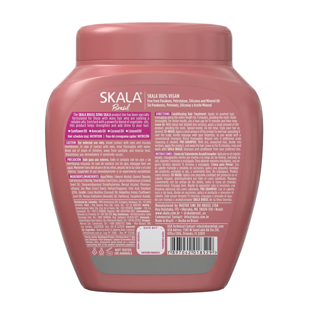 Dona 2 in 1 Treatment Cream & Leave in Conditioner for Straight or Wavy Hair, Vegan Hair Mask with Botanical Oils, Deep Hydration Mask, Softening & Smoothing Care, 1000 G (Pack of 6)