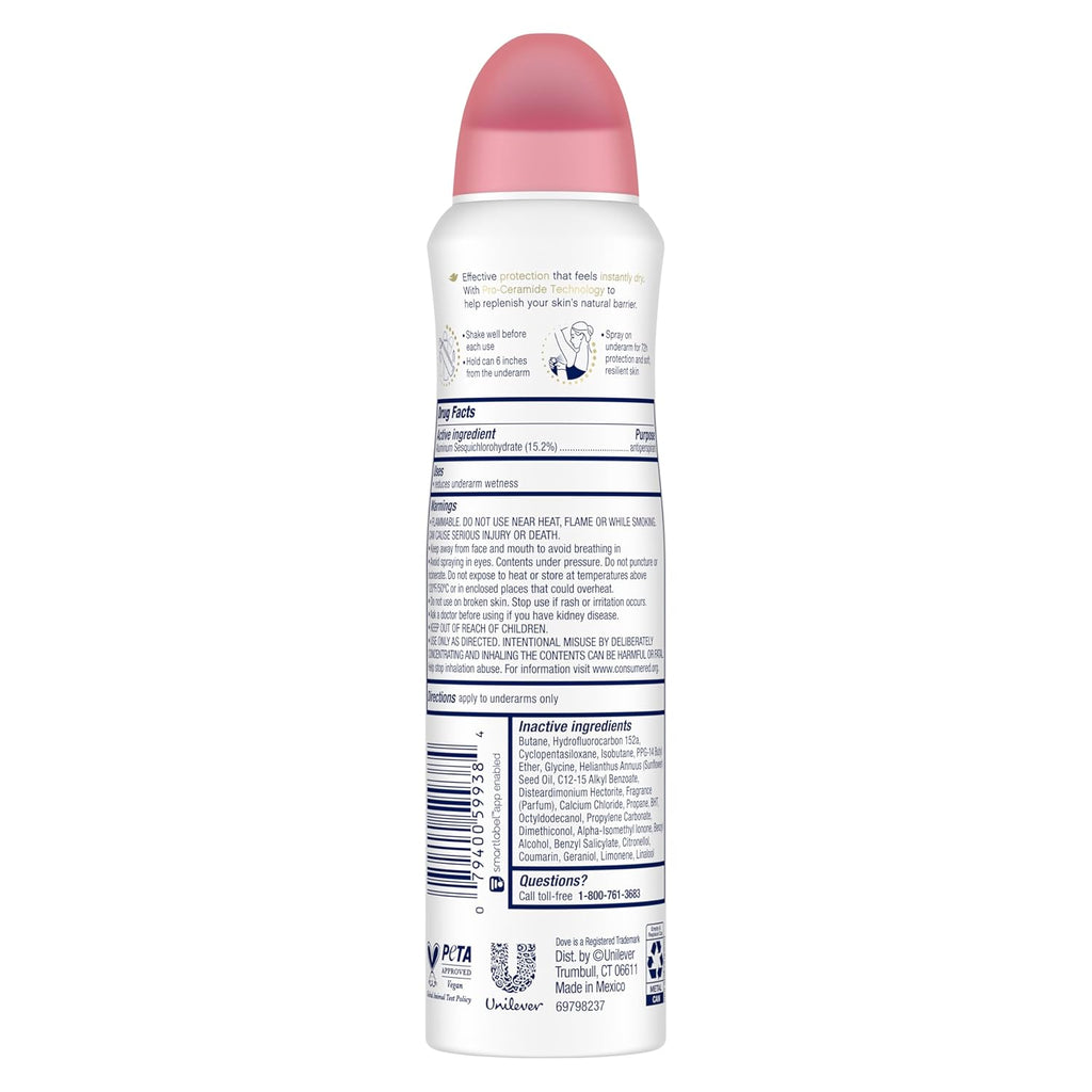 Dove Advanced Care Antiperspirant Deodorant Spray Powder Soft 3 Count to Help Skin Barrier Repair after Shaving 72 Hour Antiperspirant Deodorant for Soft Underarms with Boosted Ceramide Levels 3.8 Oz