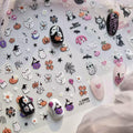Halloween Ghost Nail Art Stickers 5D Embossed Pumpkin Nail Stickers Self-Adhesive Skull Flower Nail Decals Spider Spider Web DIY Holiday Party Nail Supplies Accessories for Women and Kids 2 Sheet