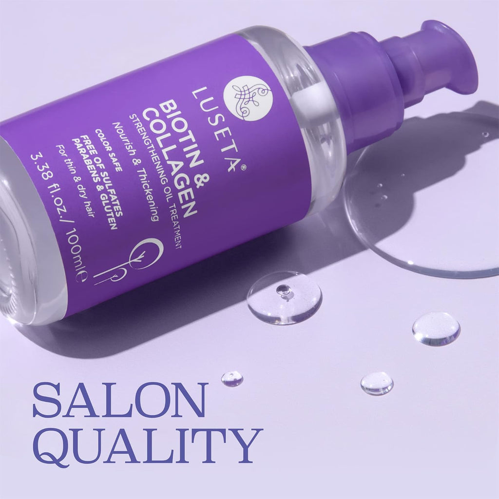 L Biotin & Collagen Hair Oil Serum for Thin Hair, 3.38 Fl Oz | Biotin & Collagen Hair Oil, Argan Oil, for Thin/Dry/Frizzy Hair, Sulfate-Free, Paraben-Free, Color-Safe, 3.38 Fl Oz