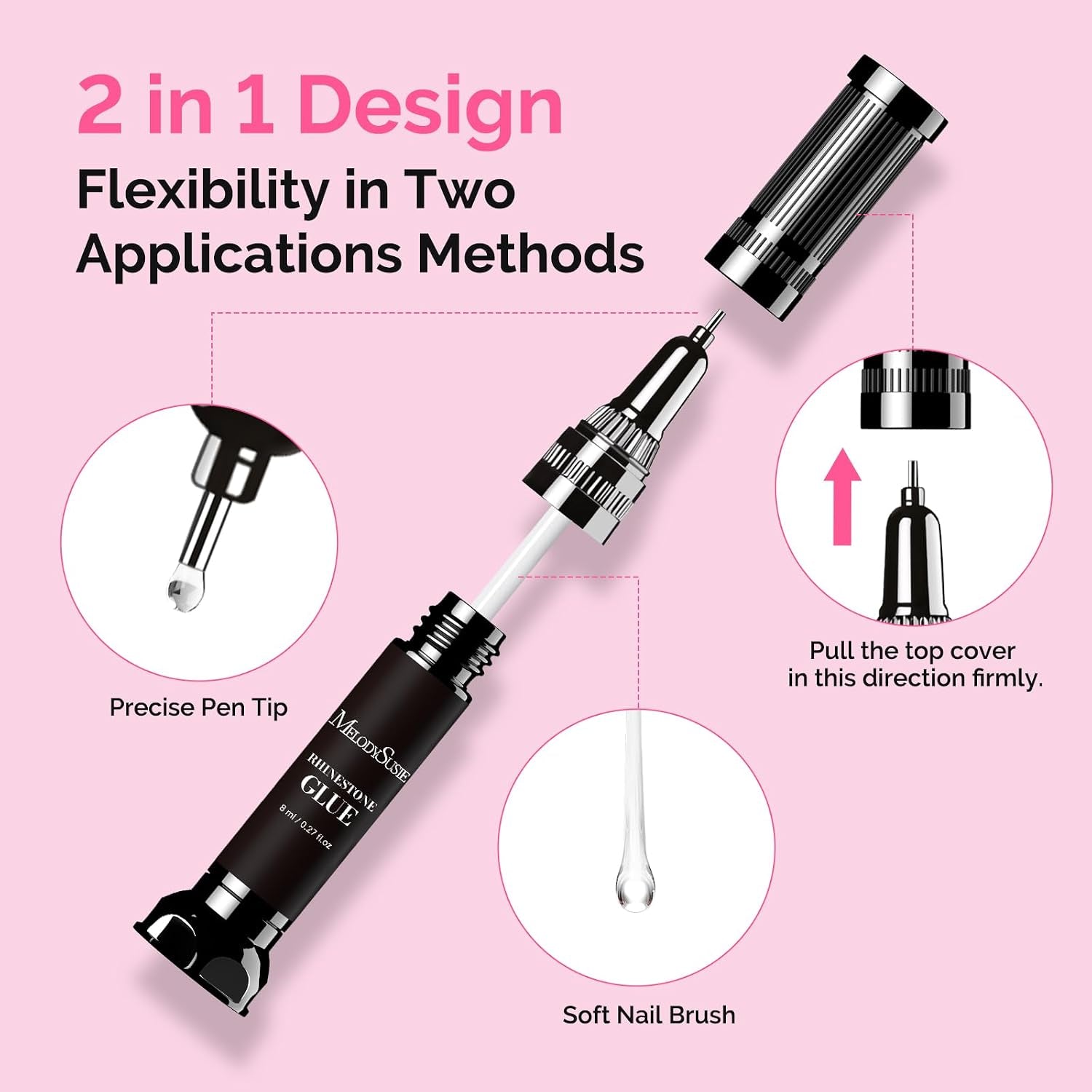 Nail Rhinestone Glue Set, 3D Gel Nail Art Design Strong Adhesive Nail Gem Glue for Nail Charms Gems Jewelry Decoration DIY Manicured at Home Cured Need Beauty Gifts for Women