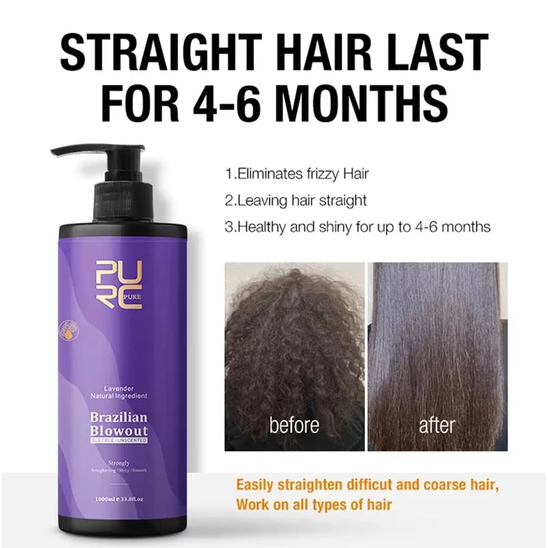 Keratin Straightening Treatment Brazilian Keratin Hairs Treatment Curly Repair Smoothing Hair Care Lavender Salon Products