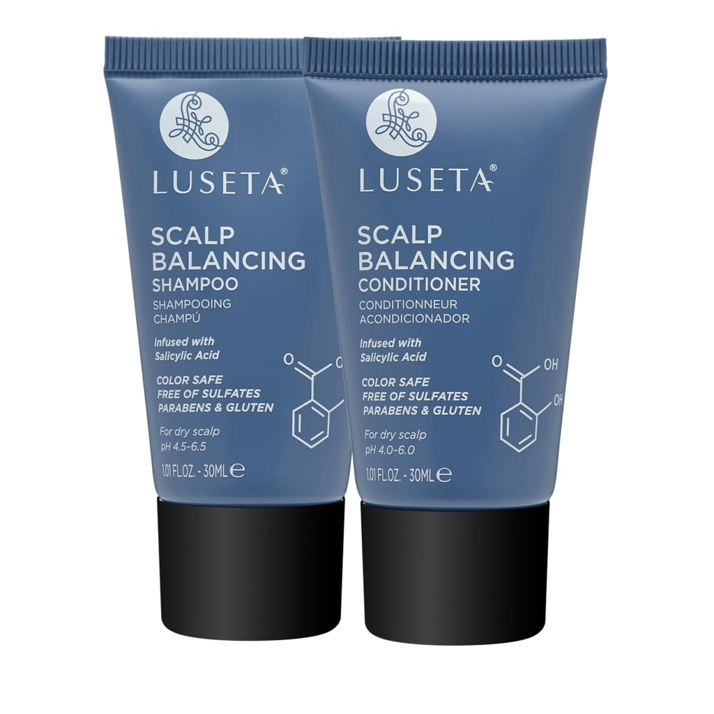 Scalp-Balancing Travel Size Shampoo and Conditioner Set for Women, Salicylic Acid Travel Shampoo and Conditioner, Anti-Dandruff Shampoo for Men, Clarifying, Ph-Balanced, 2 X 1.01 Fl Oz