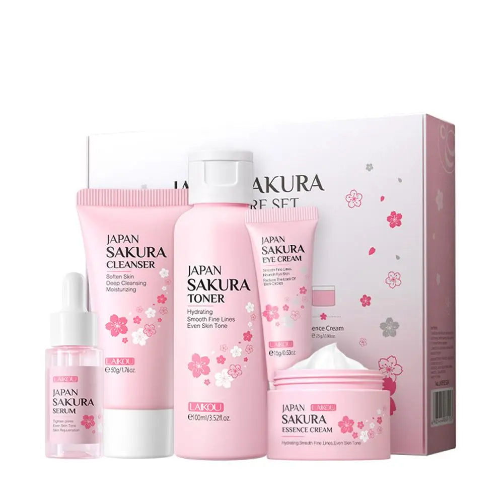 7Pcs Facial Skin Care Set Gentle Skin Cleaning Travel Skincare Set for Girls W/ Cleanser Toner Face Serum Cream Eye Cream