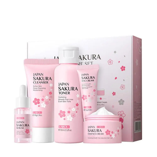 7Pcs Facial Skin Care Set Gentle Skin Cleaning Travel Skincare Set for Girls W/ Cleanser Toner Face Serum Cream Eye Cream