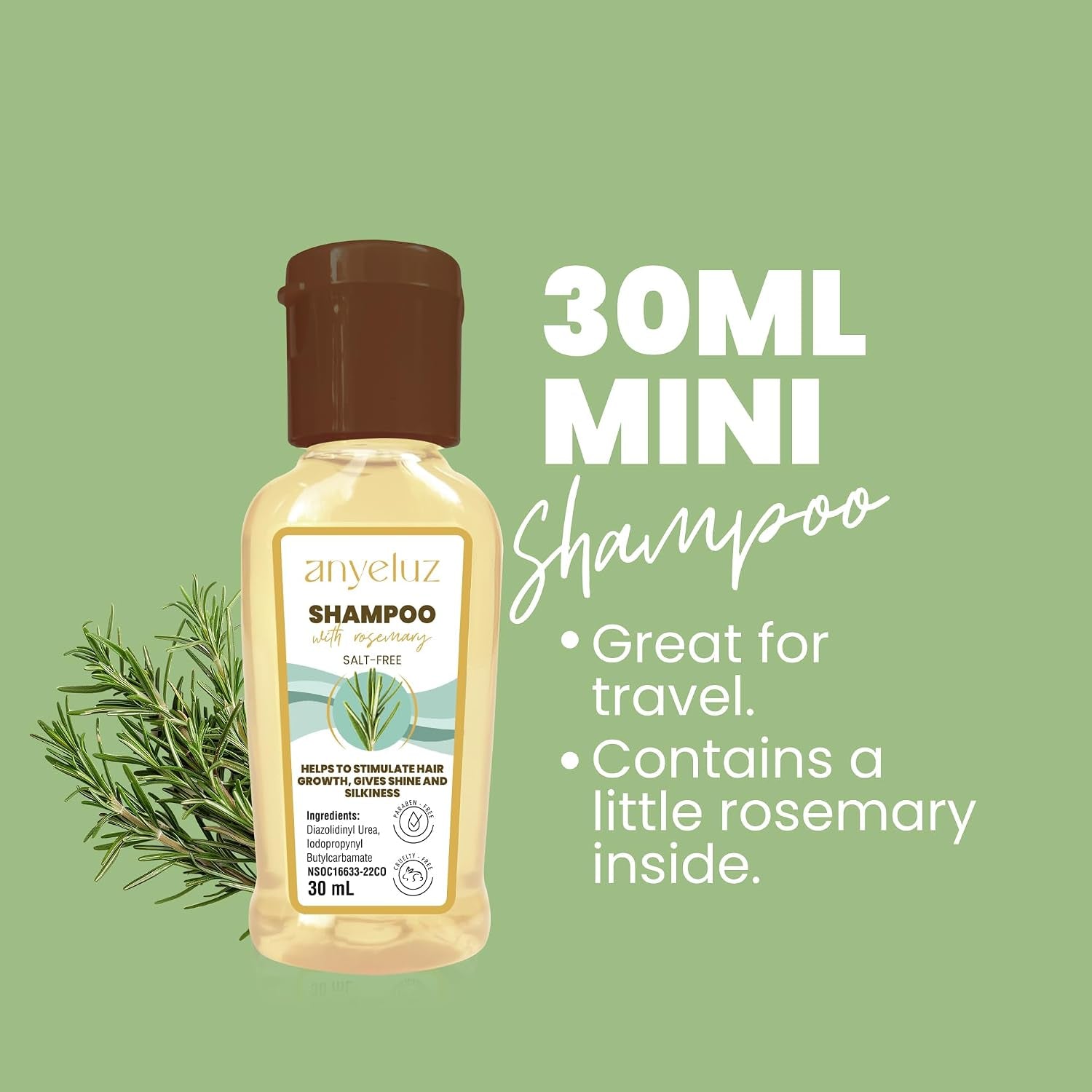 Kit Duo Rosemary Shampoo + Mini Travel Size, with Onion Extract, Hyaluronic Acid and Rosemary